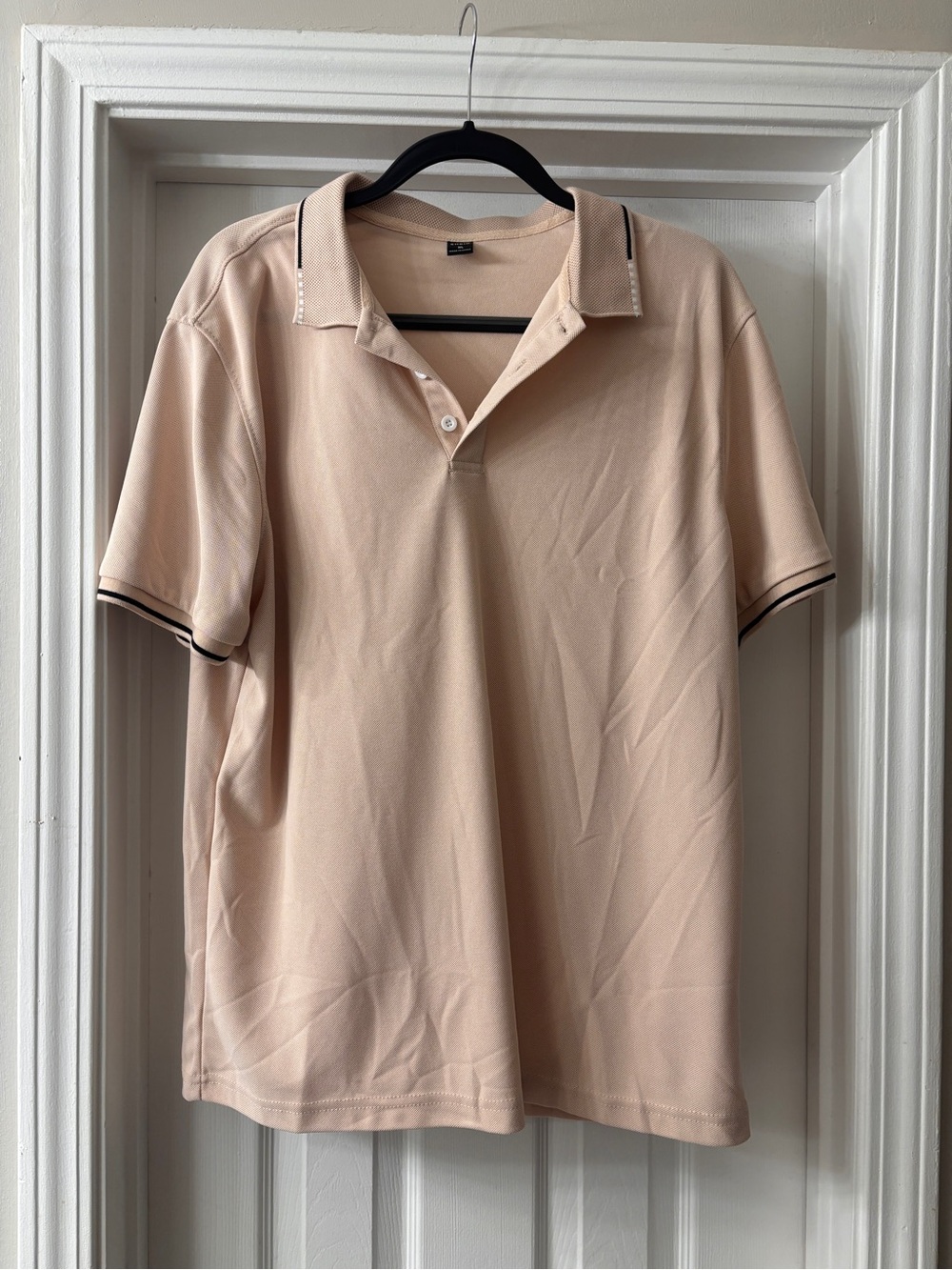 SHEIN Men's Short-Sleeve Polo in Light Beige with Contrast Trim